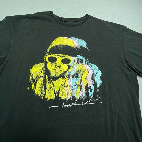 Kurt Cobain Nirvana T-Shirt Men's Large Black Abstract - Picture 3 of 7